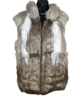 A New Day Faux Fur Open Front Hooded Vest